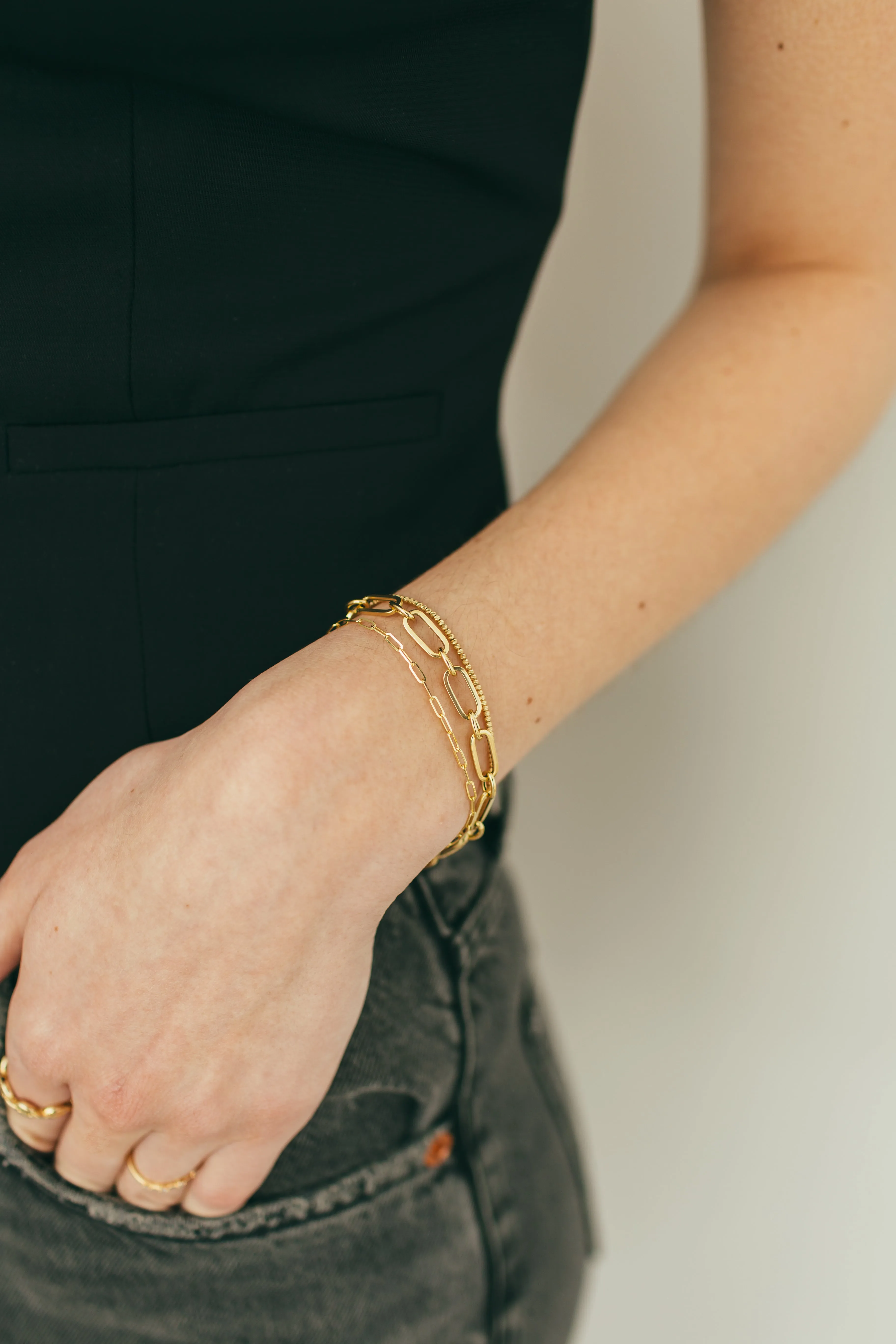 10K Gold Small Paperclip Bracelet