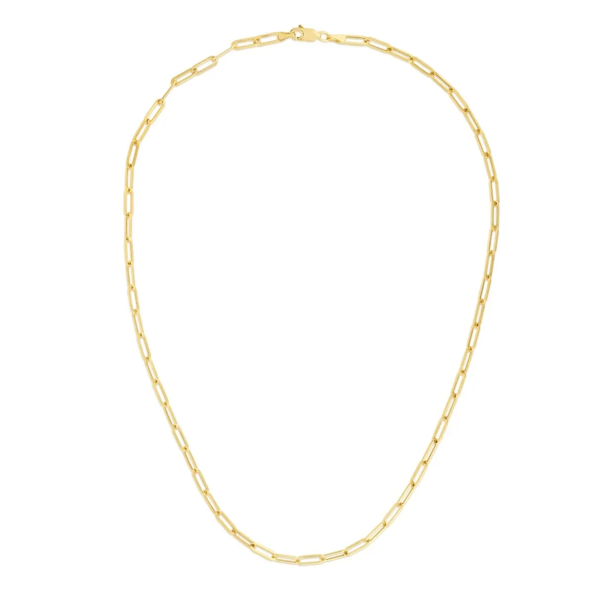 10k Yellow Gold Paperclip Chain Necklace, 3.2mm