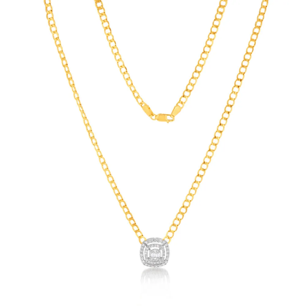 14ct Yellow Gold 1/2 Carat Diamond On 45cm Chain