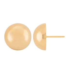 14k Yellow Gold 10mm Button Stud Earrings