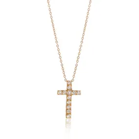 14K Yellow Gold Cross CZ Necklace