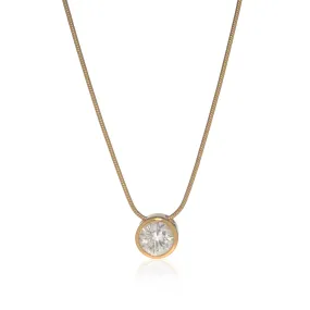 14k Yellow Gold CZ Bezel Snake Chain Necklace