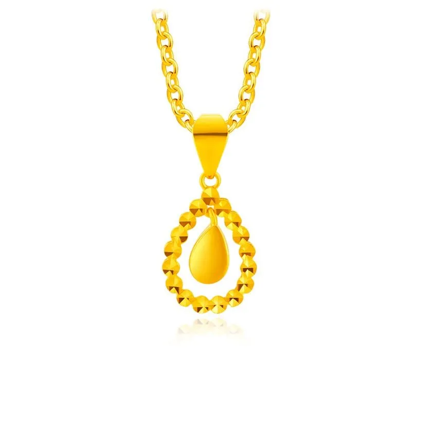 18K Gold Encircle Teardrop Pendant