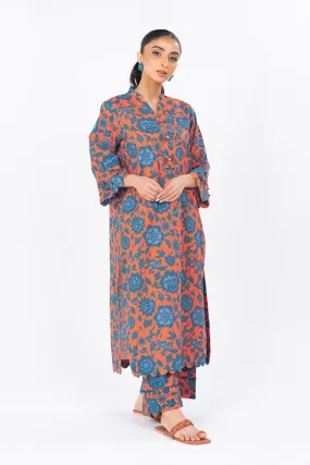 2 Pc Printed Cambric Suit With Printed  Cambric Trouser