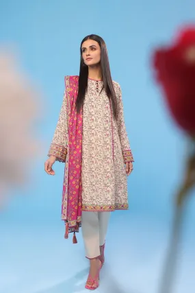 2 Pc Printed Lawn Suit With Lawn Dupatta