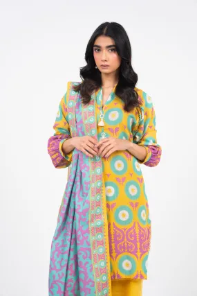 2 Piece Printed Khaddar Suit With Light Khaddar Dupatta