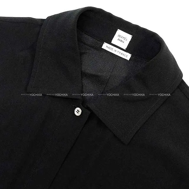 2022 HERMES One‐piece dress Shirt Horsebit pocket belt Noir (Black) 36 Silver HW[EXCELLENT][Authentic]