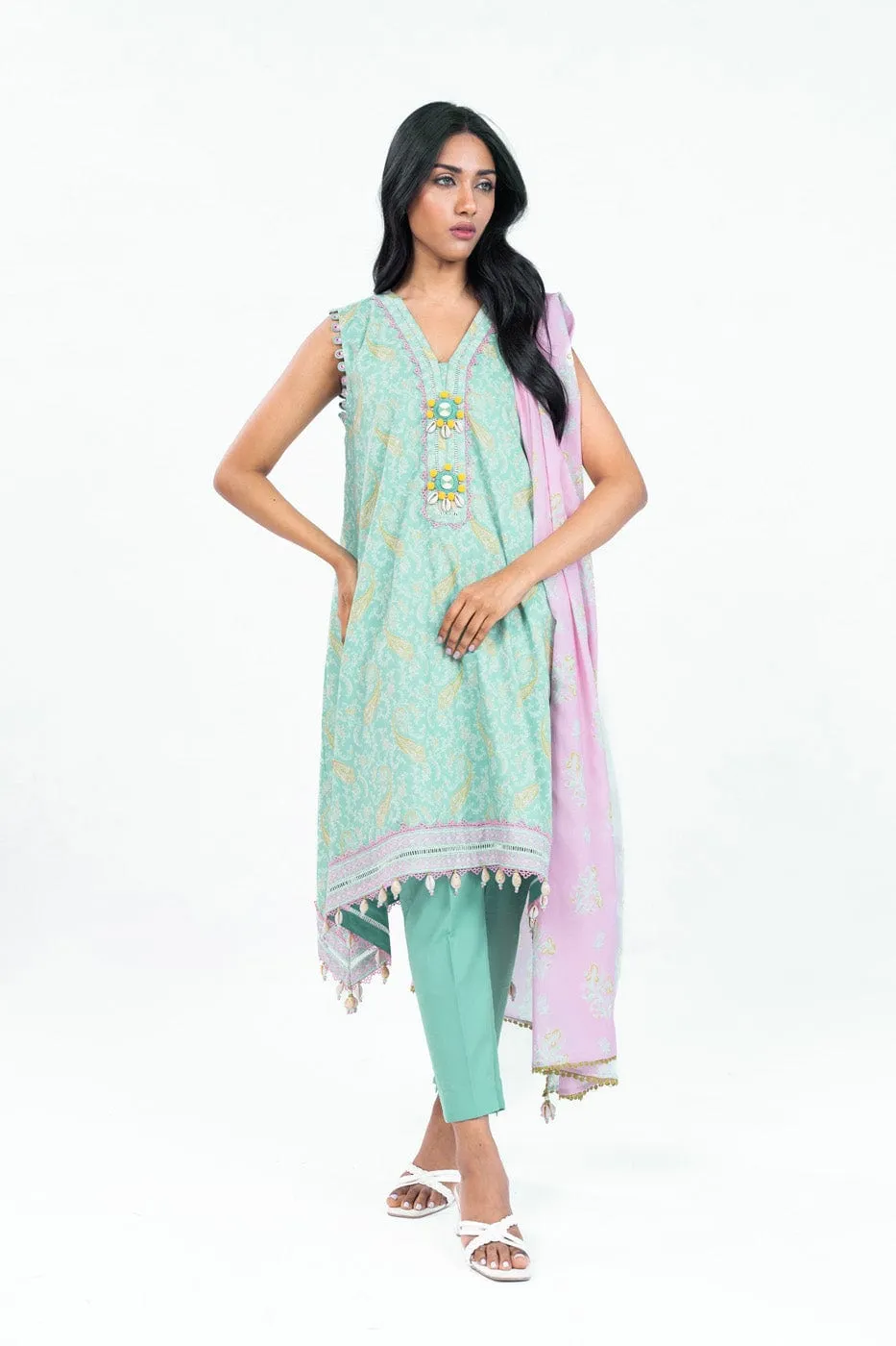 3 Pc Printed Lawn Suit With Lawn Dupatta