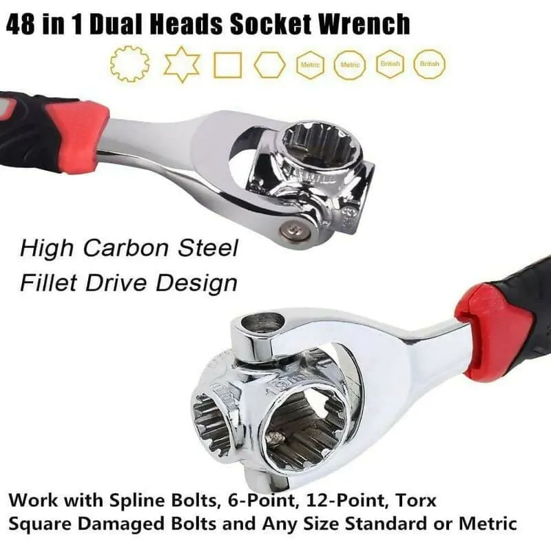 48 in 1 Socket Point Universal Car Repair 360 Degree Fixed Square Hand Tool Wrench