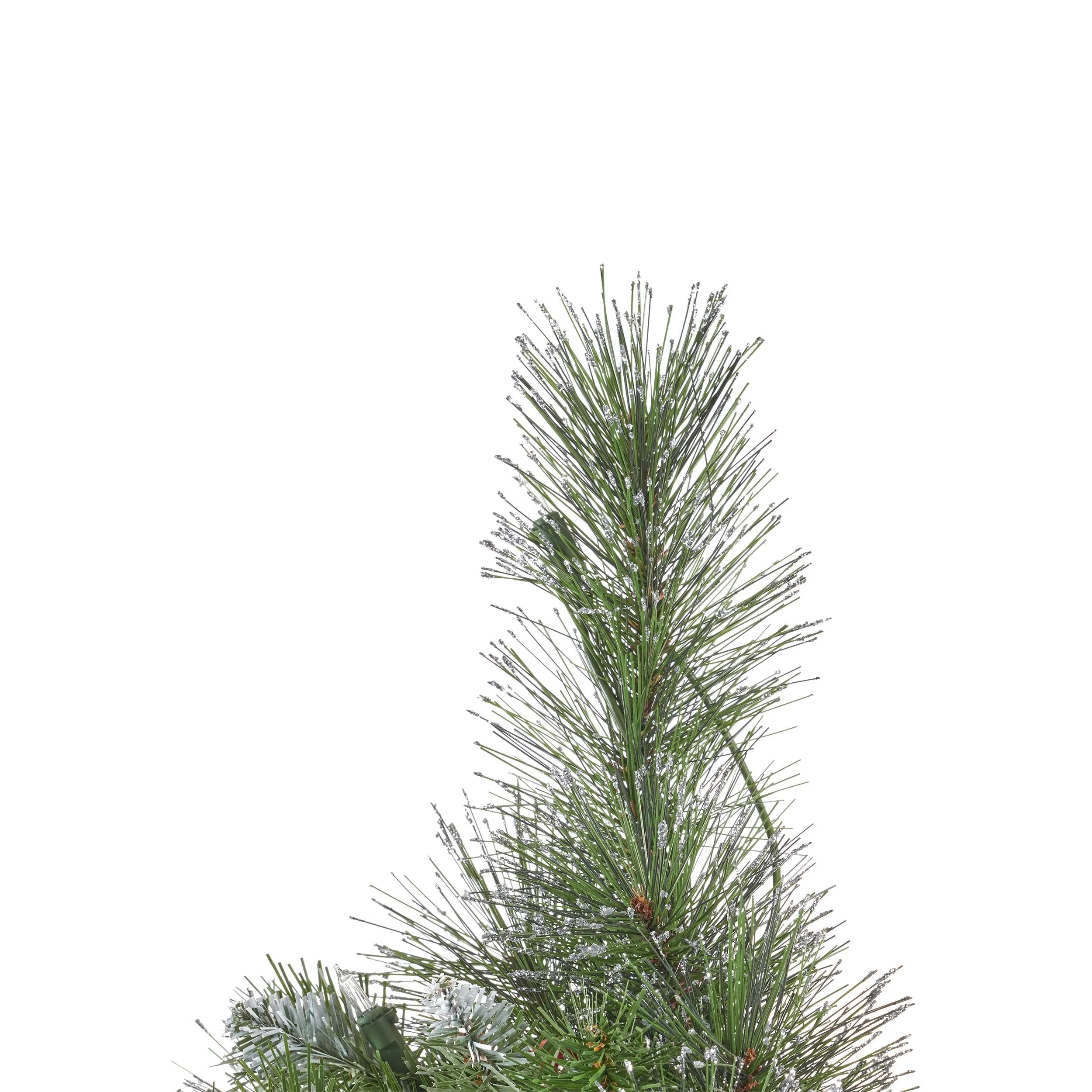 7-foot Mixed Spruce Hinged Artificial Christmas Tree with Glitter Branches, Red Berries, and Pinecones - NH873703