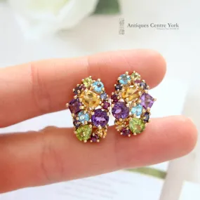 9ct Multigem Cluster Earrings