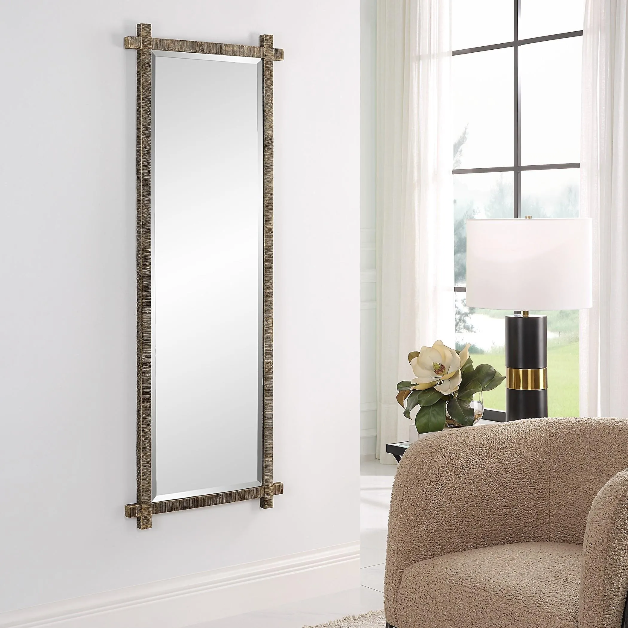 Abanu Ribbed Gold Dressing Mirror