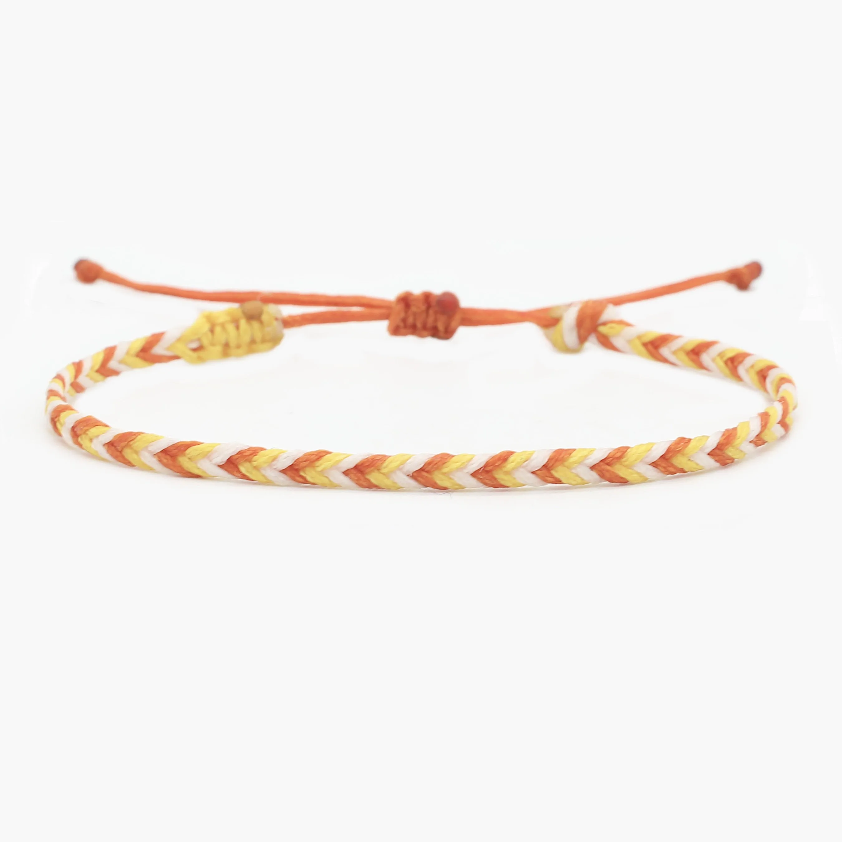 Adjustable Mini Braided Bracelet (Red/Orange)