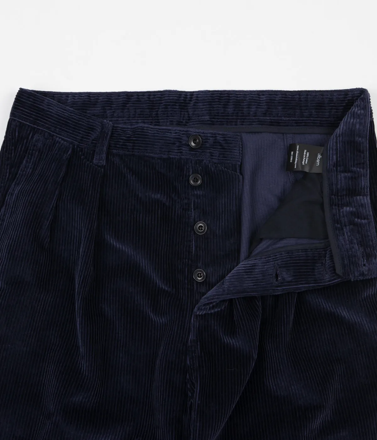 Albam Cord Pleat Trousers - Navy