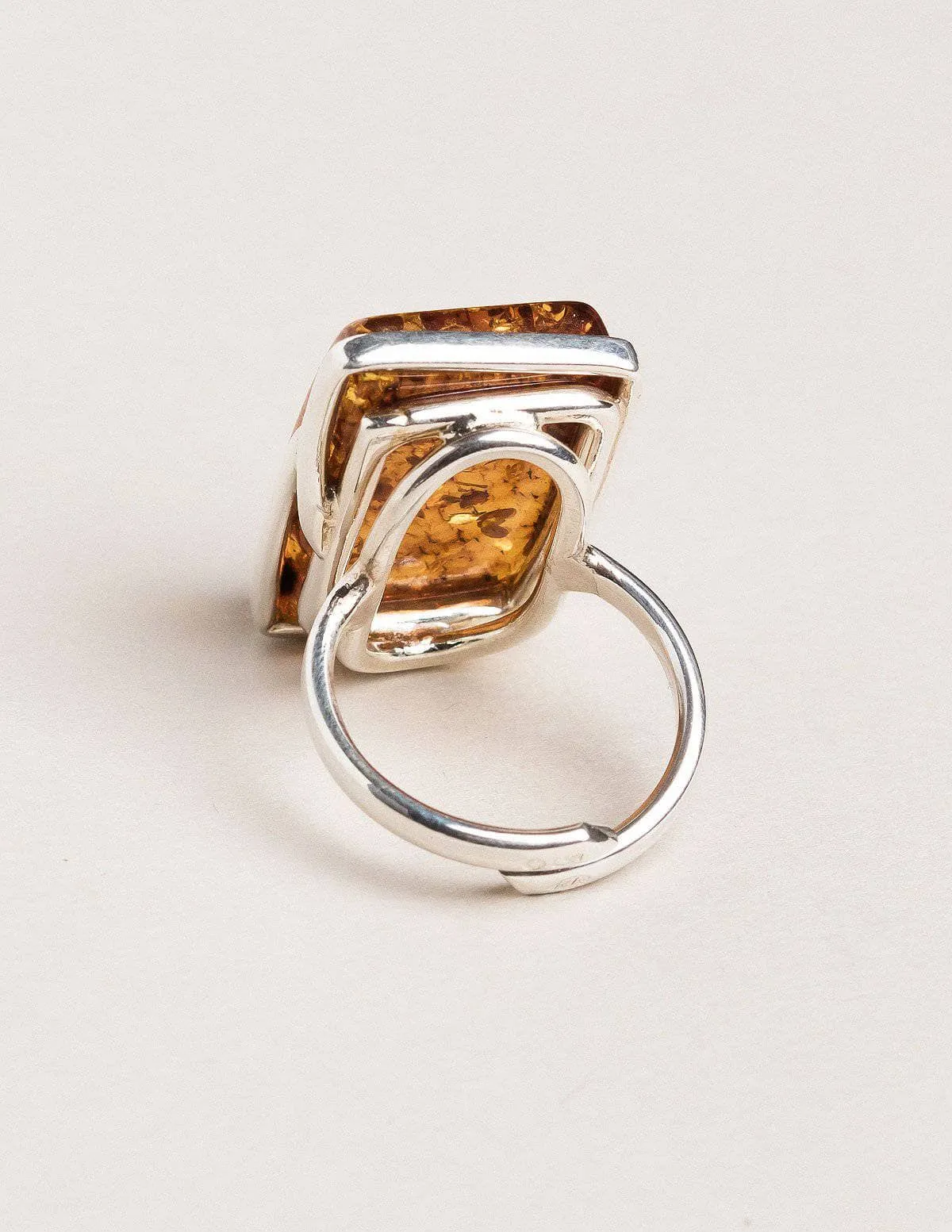 Amber Rectangular Cut Ring - Adjustable