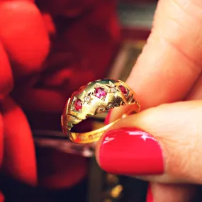 Antique Date 1907 Ruby & Diamond Gypsy Ring