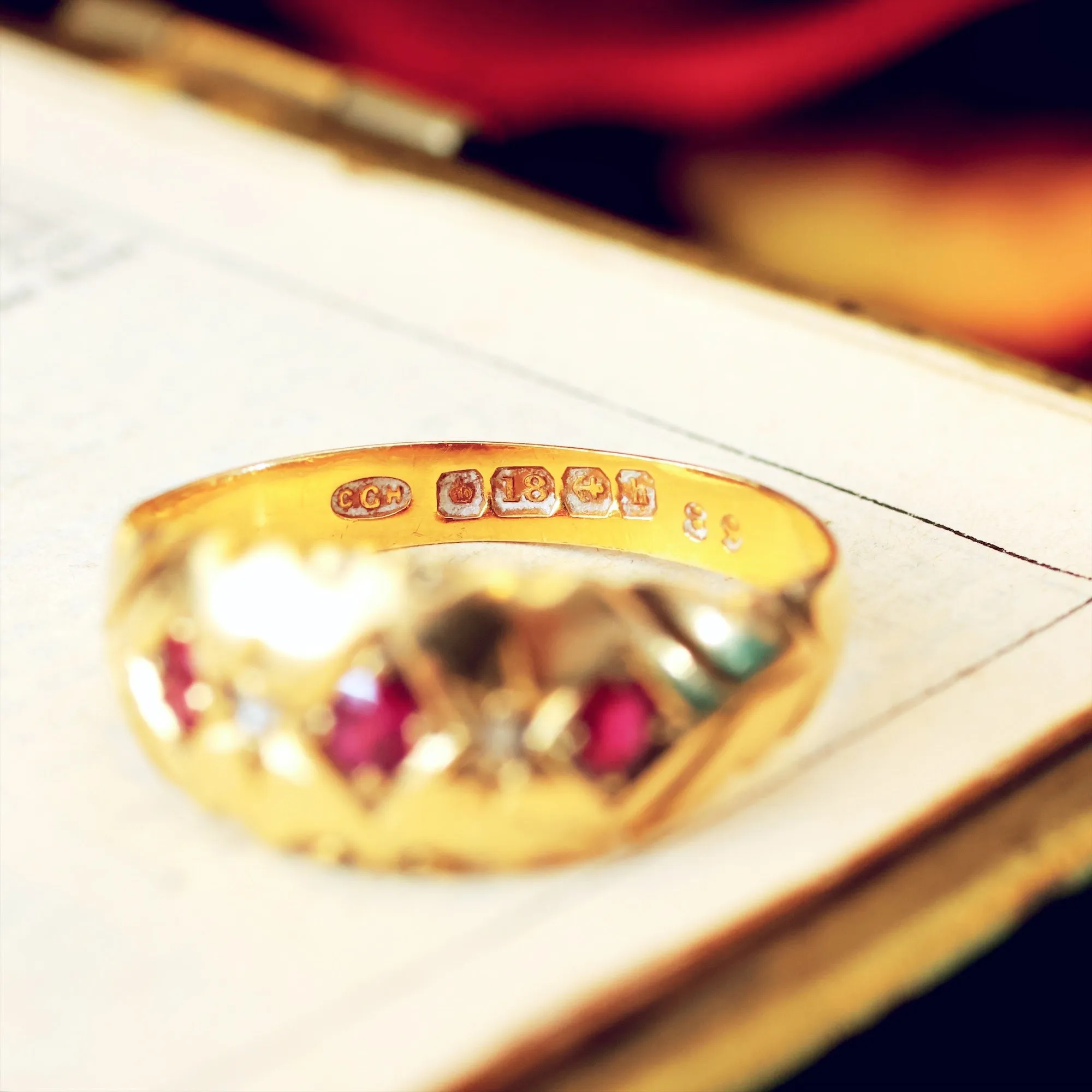 Antique Date 1907 Ruby & Diamond Gypsy Ring