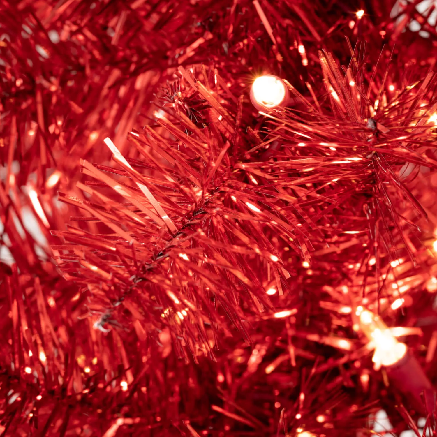 Artificial Red Illuminated 7' Tinsel Tree Red