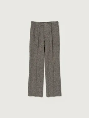 Auralee Lama Shetland Wool Tweed Slacks - Khaki Tweed