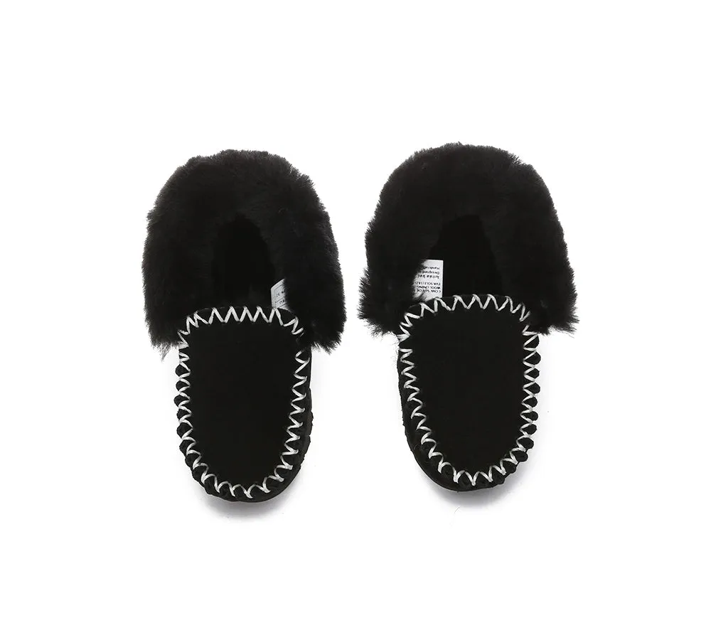 AUSTRALIAN SHEPHERD® UGG Kids Sheepskin Wool Ankle Slippers Popo Moccasin