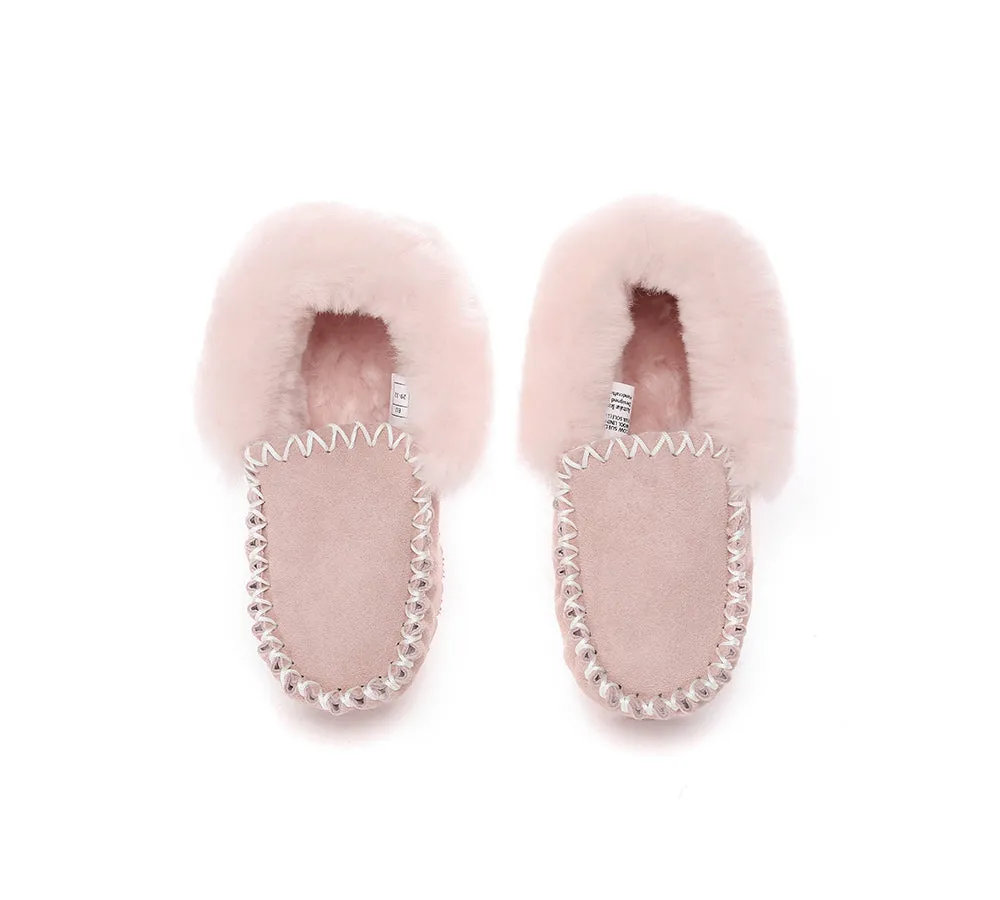 AUSTRALIAN SHEPHERD® UGG Kids Sheepskin Wool Ankle Slippers Popo Moccasin