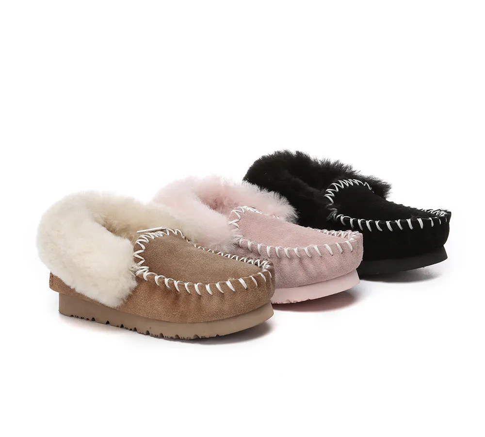 AUSTRALIAN SHEPHERD® UGG Kids Sheepskin Wool Ankle Slippers Popo Moccasin