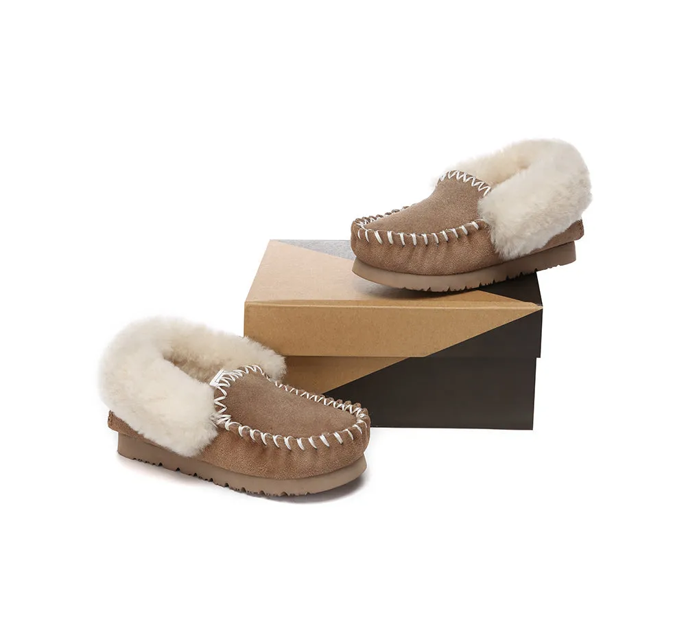 AUSTRALIAN SHEPHERD® UGG Kids Sheepskin Wool Ankle Slippers Popo Moccasin