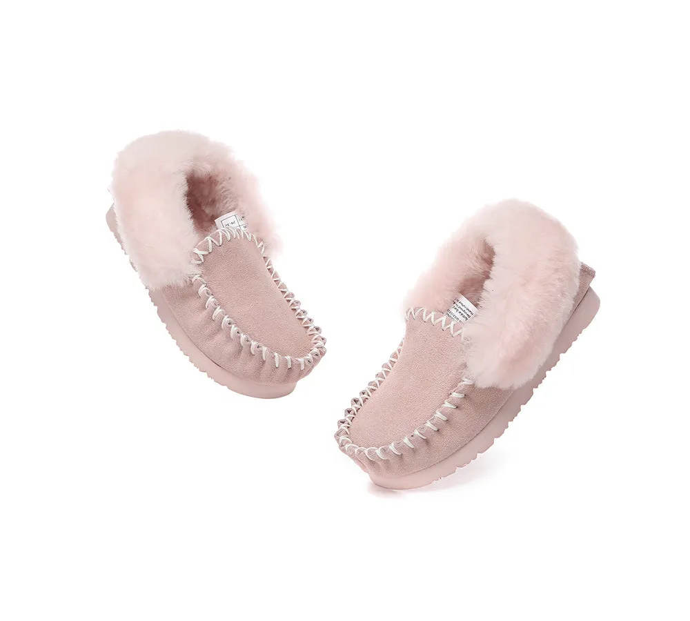 AUSTRALIAN SHEPHERD® UGG Kids Sheepskin Wool Ankle Slippers Popo Moccasin