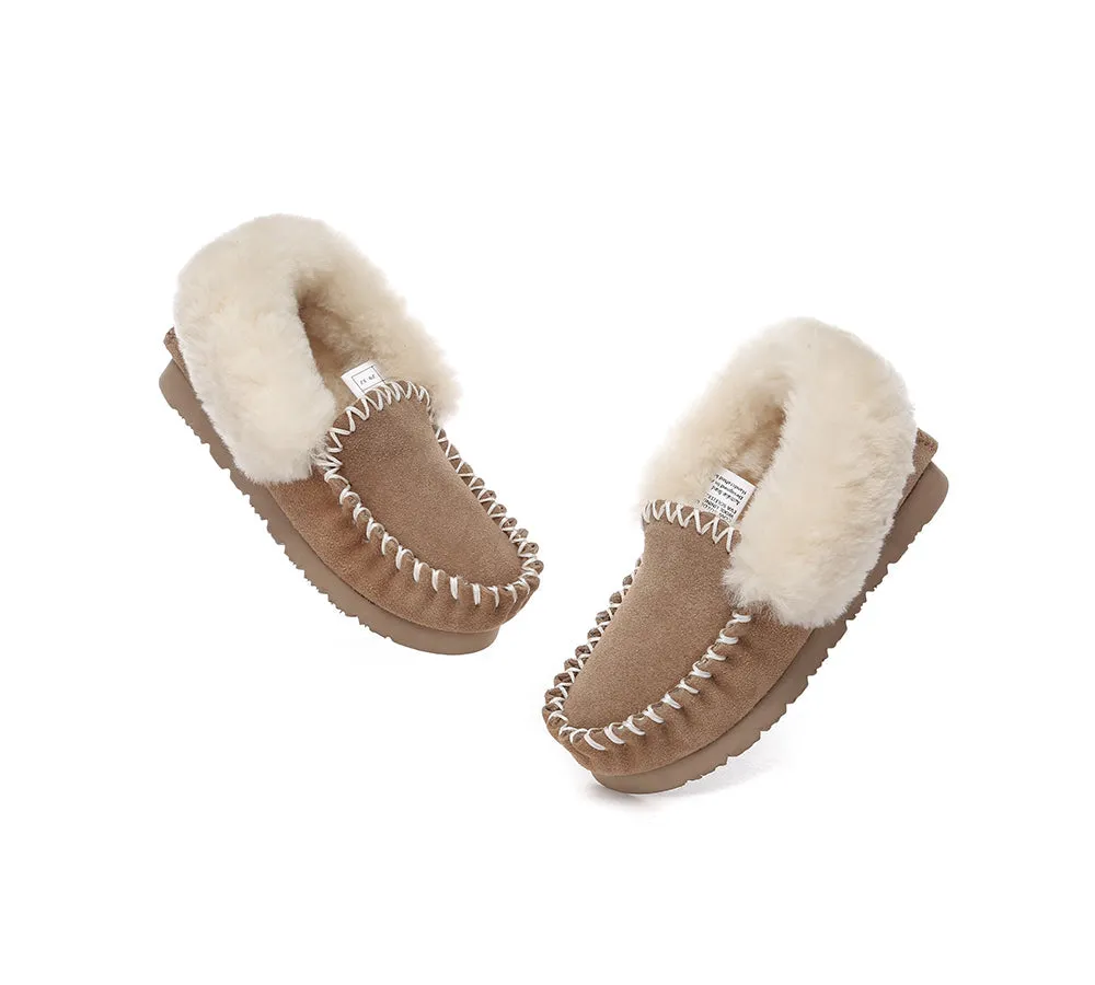 AUSTRALIAN SHEPHERD® UGG Kids Sheepskin Wool Ankle Slippers Popo Moccasin