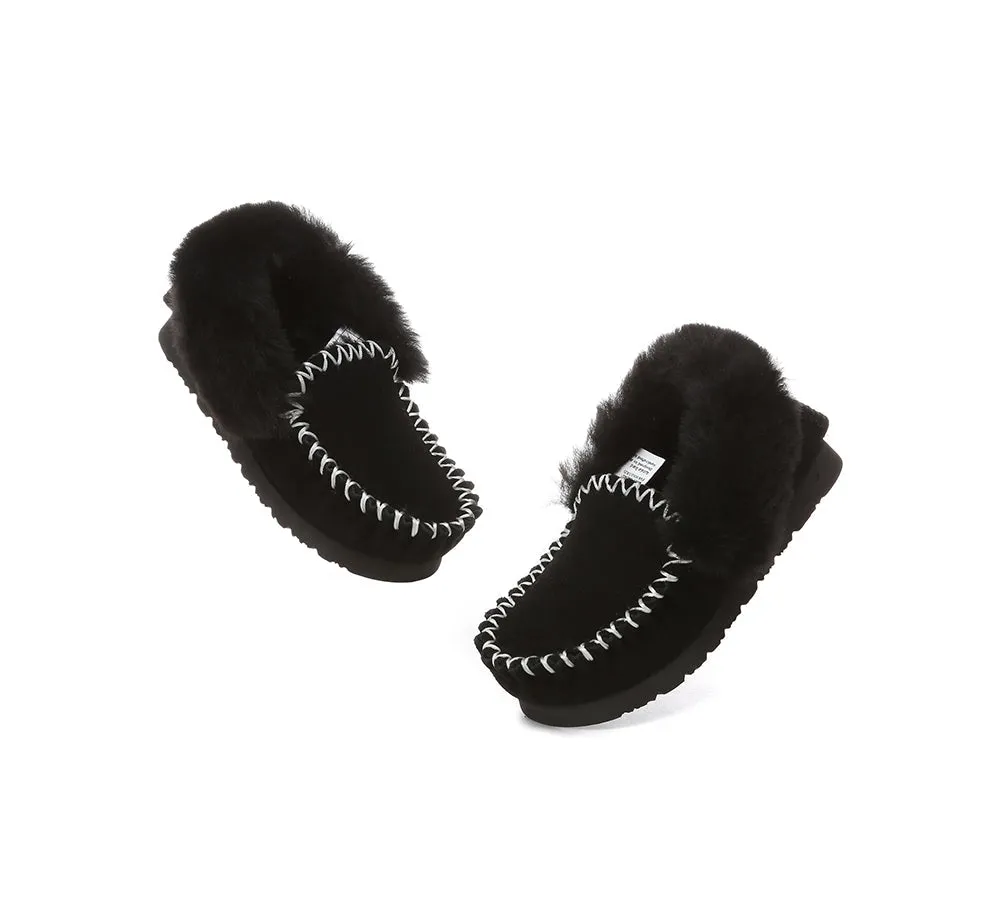 AUSTRALIAN SHEPHERD® UGG Kids Sheepskin Wool Ankle Slippers Popo Moccasin