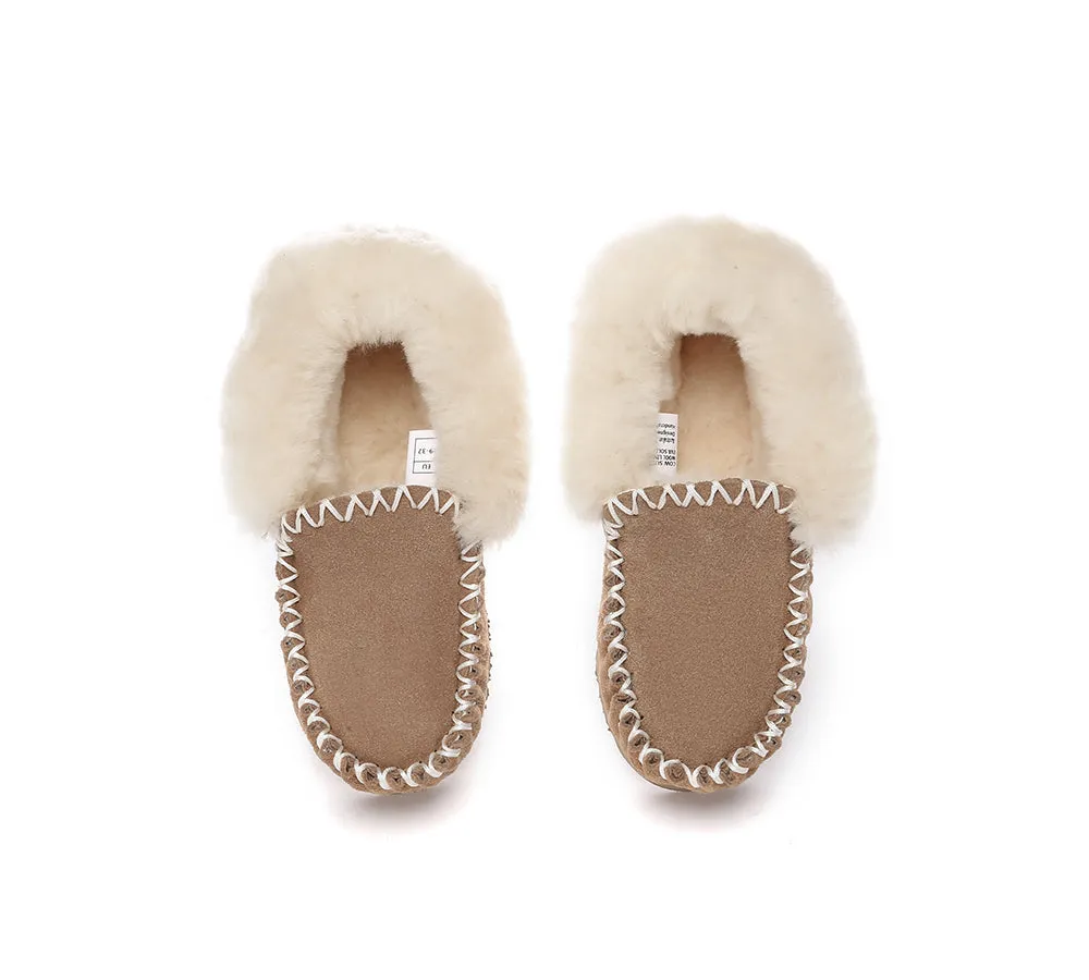 AUSTRALIAN SHEPHERD® UGG Kids Sheepskin Wool Ankle Slippers Popo Moccasin