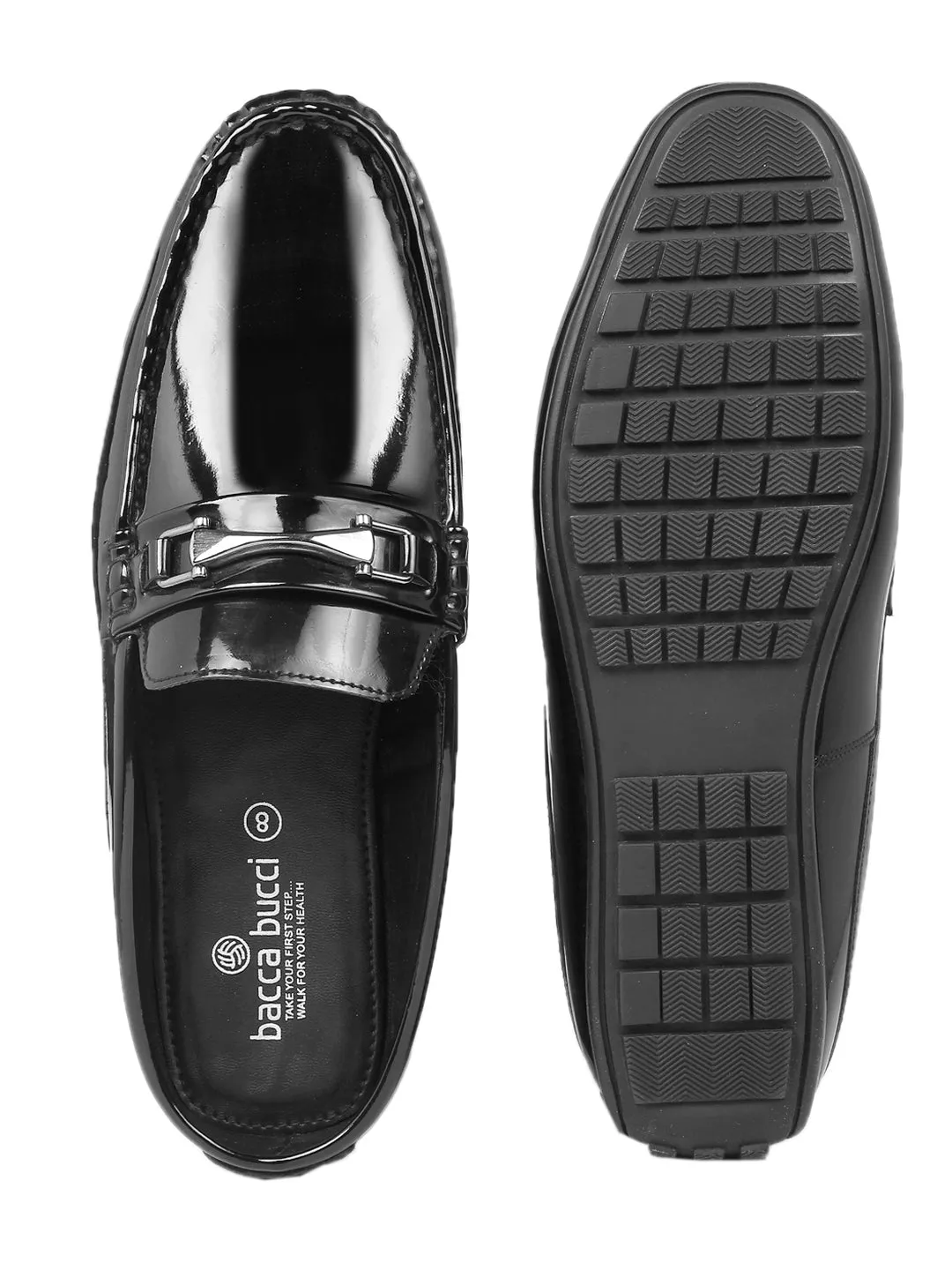 Bacca Bucci JAMBOREE Fashion Mules/Clogs/Backless Loafers for Party/Travel/Office-Shiny Black