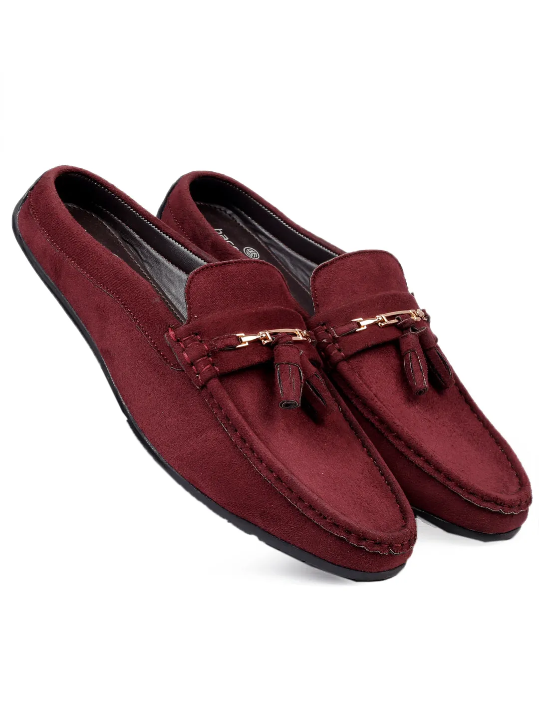 Bacca Bucci JAMBOREE Fashion Mules/Clogs/Backless Loafers for Party/Travel/Office-Velvet Maroon