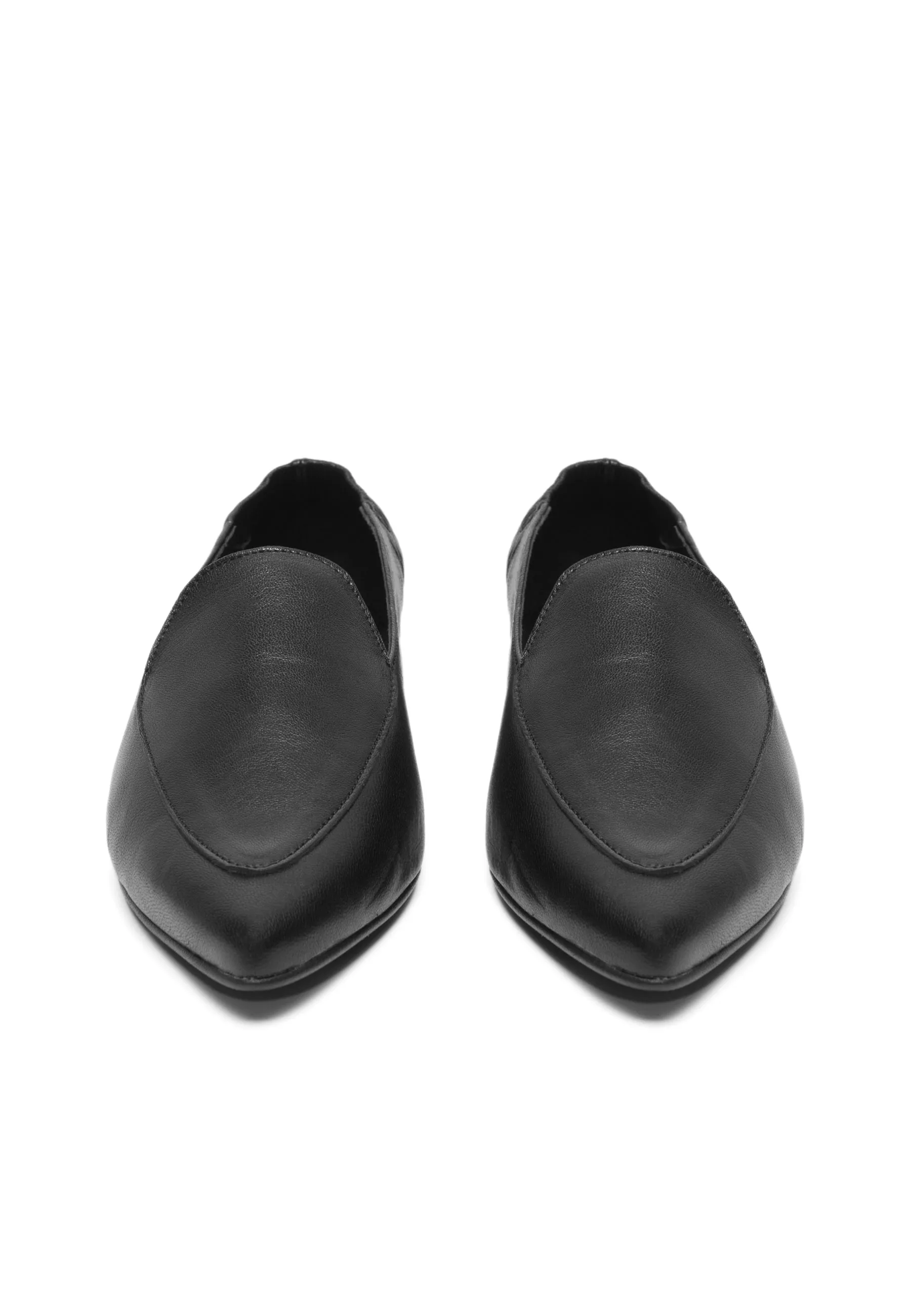 Biatracey Black Flat Leather Loafers