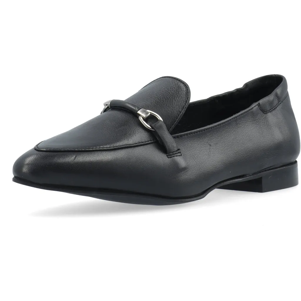 Biatracey Black Leather Loafers