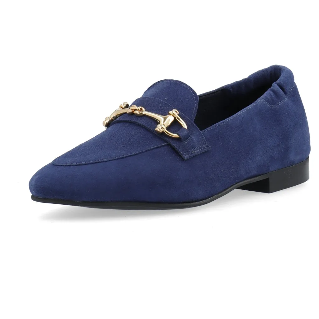 Biatracey Navy Suede Loafers