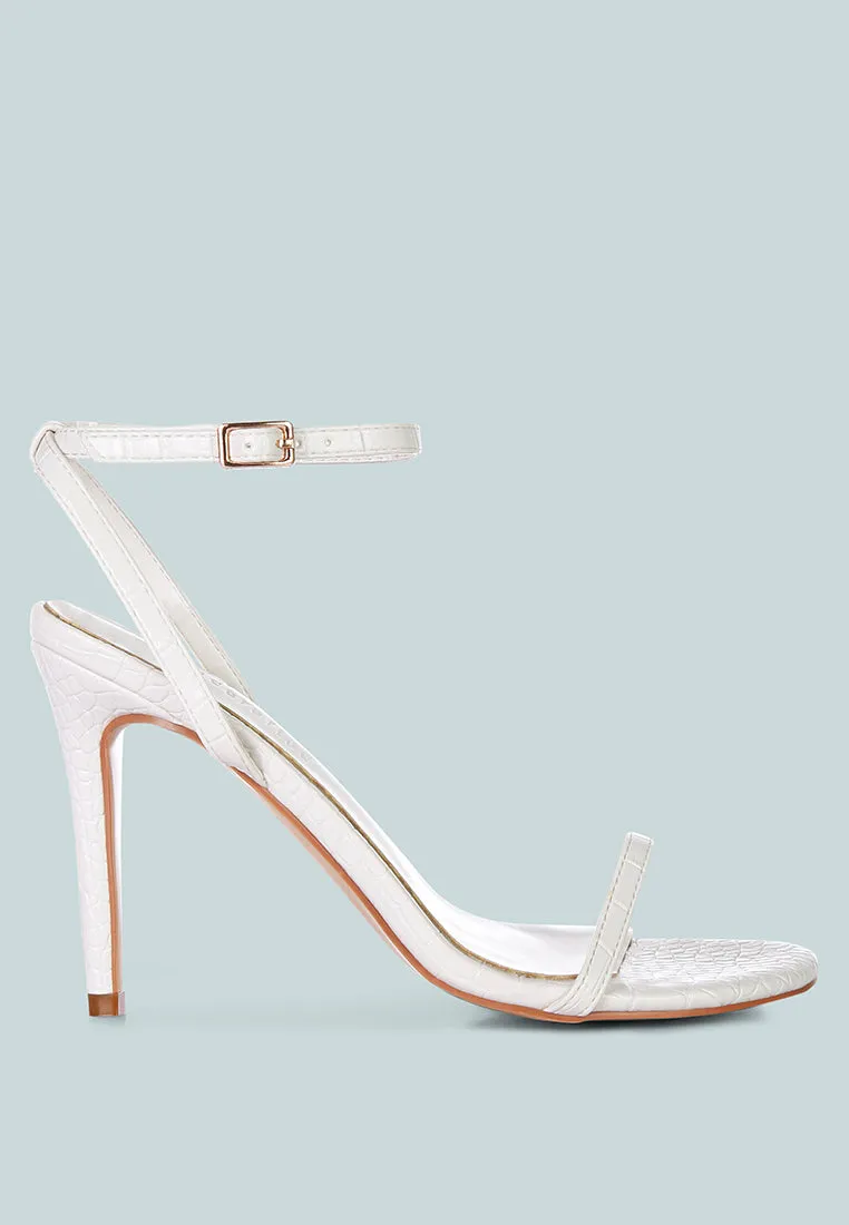 BLONDES White Croc High Heeled Sandal