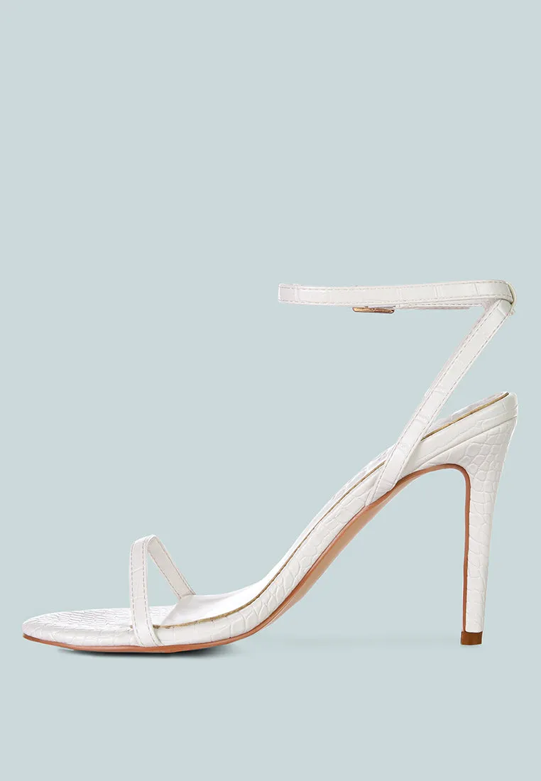 BLONDES White Croc High Heeled Sandal