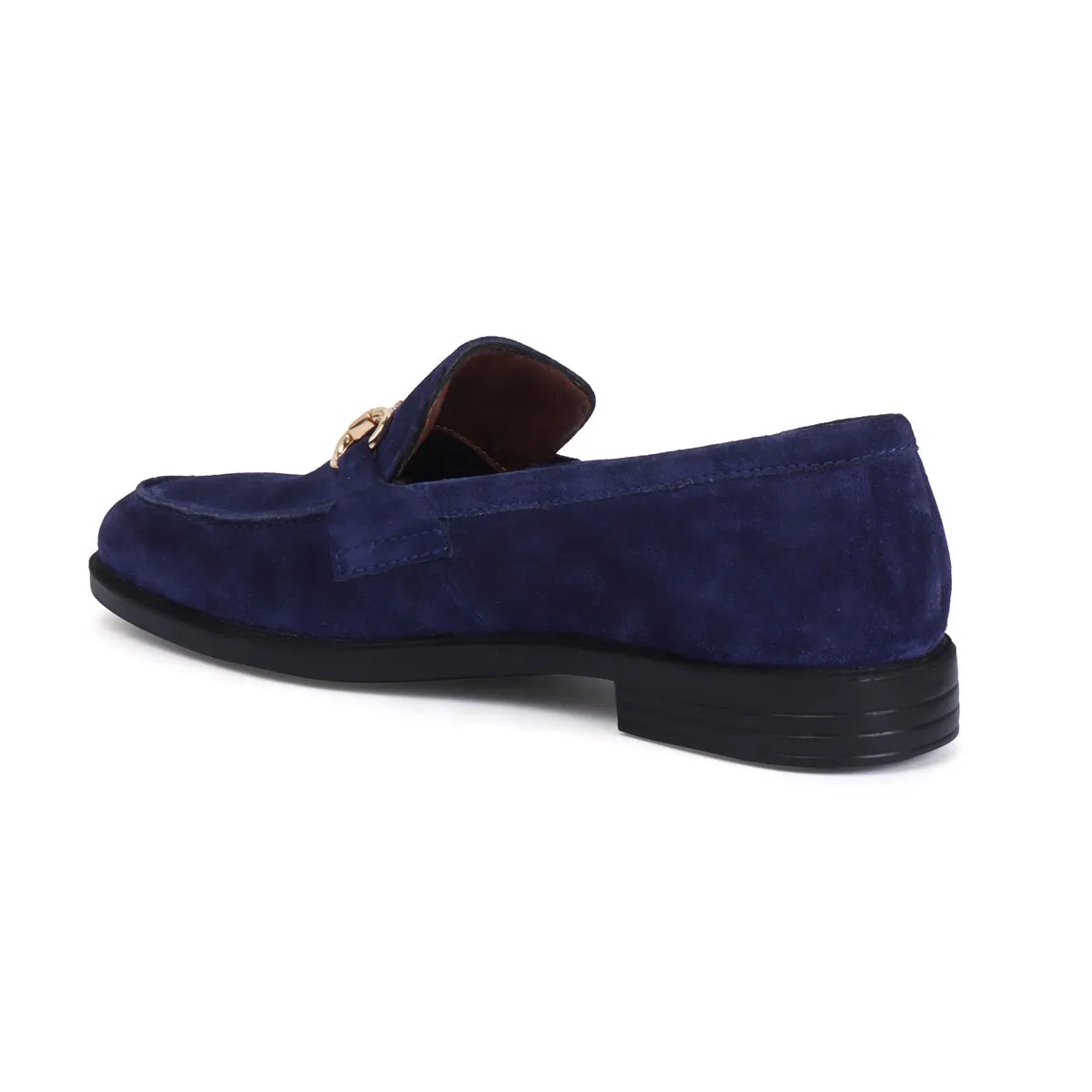 Blue Suede Leather Light Weight Loafer Horse-bit Buckle for Men By Brune & Bareskin