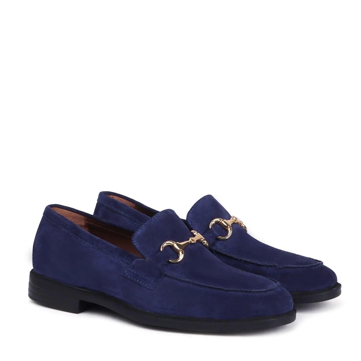 Blue Suede Leather Light Weight Loafer Horse-bit Buckle for Men By Brune & Bareskin