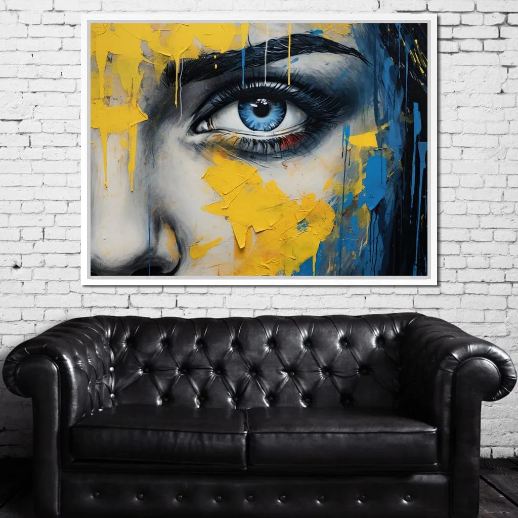 Blue Yellow Urban Graffiti Eye