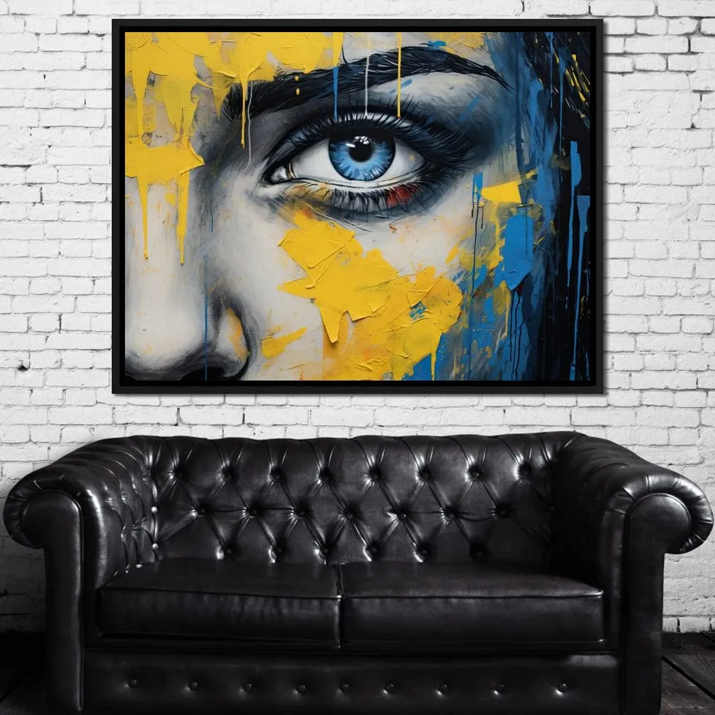 Blue Yellow Urban Graffiti Eye