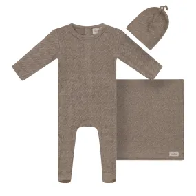 Bondoux Bebe Beige Textured Knit Footie