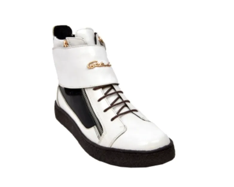 British Collections Empire Mens High Top Shoe with Large Velcro Fastening Strap