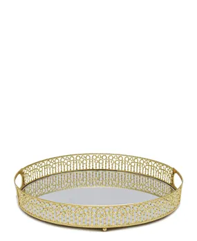 Bursa Collection Designer Tray With Handles - Gold