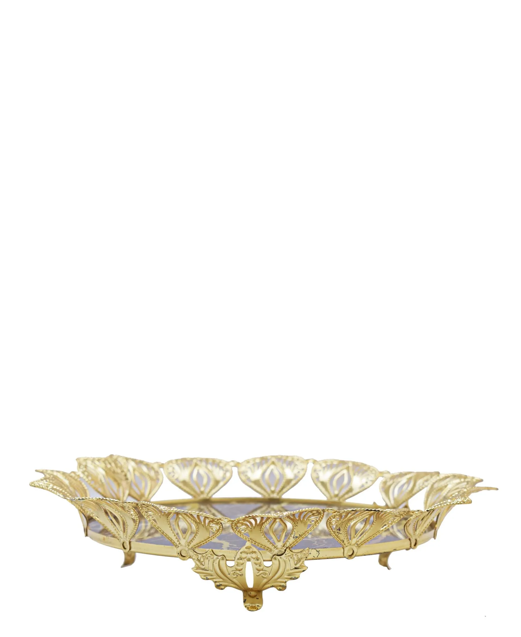 Bursa Collection Round Tomurcuk Tray - Gold