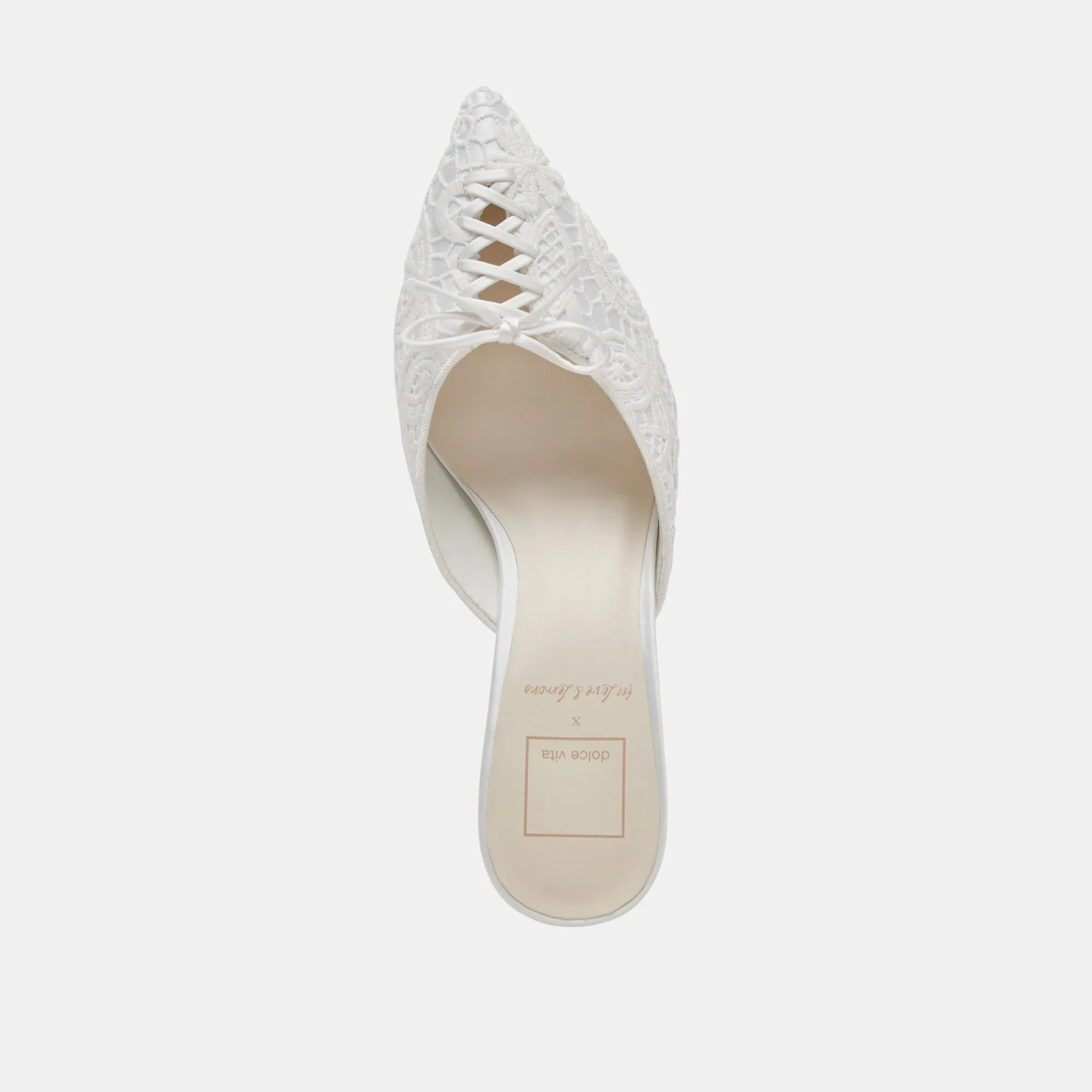 CAMILE WIDE HEELS WHITE FLORAL EYELET