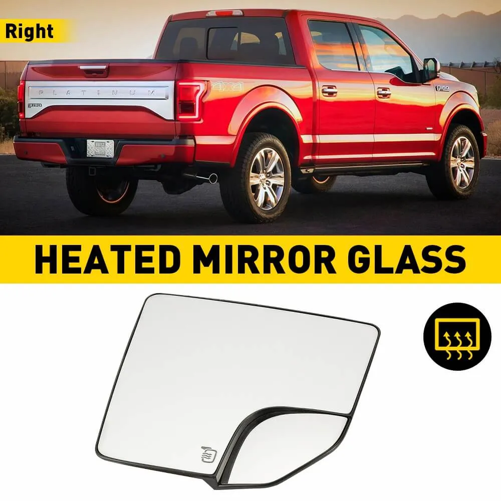 Car Rearview Side Heated Mirror Glass with Blind Spot Glass for 2015-2020 Ford F150