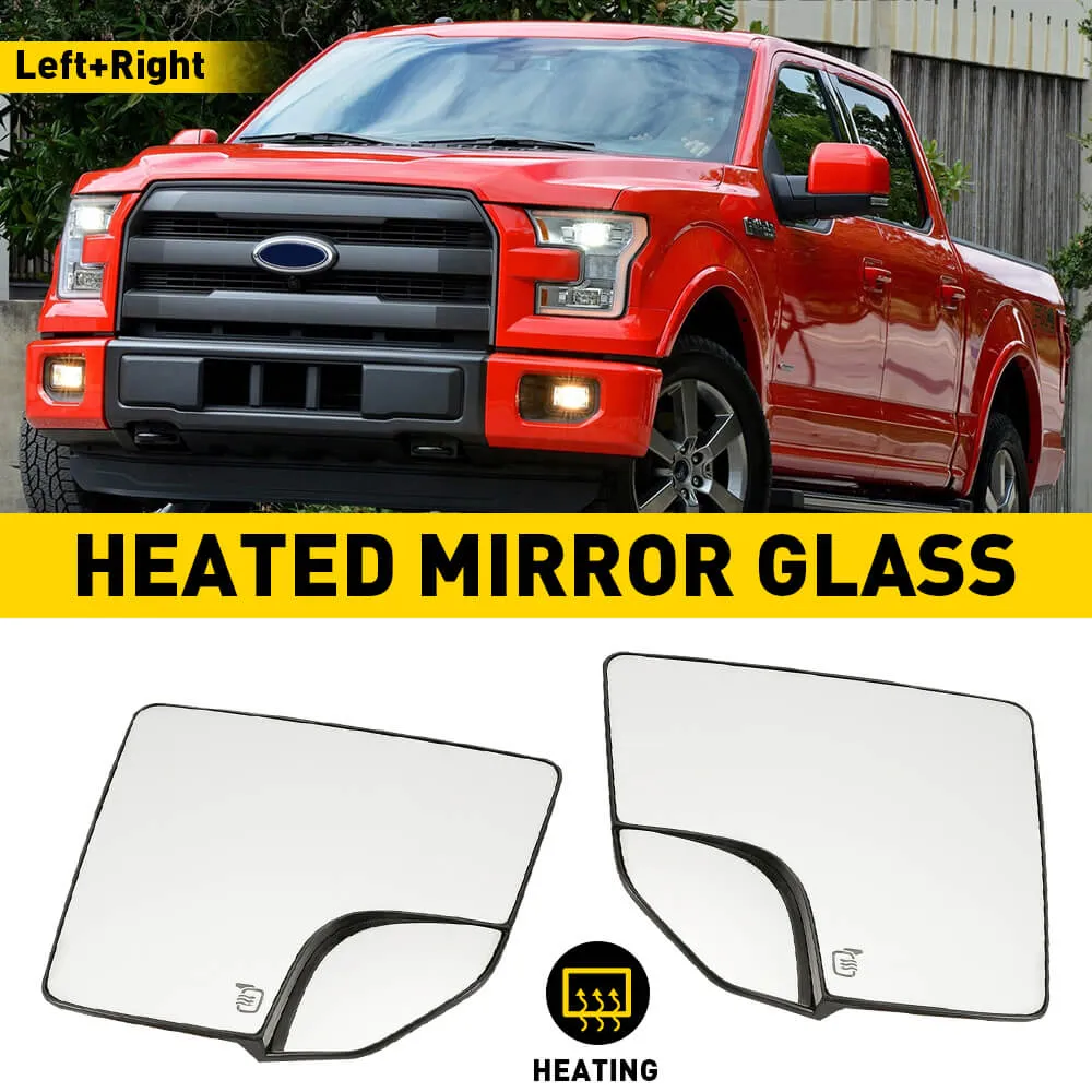 Car Rearview Side Heated Mirror Glass with Blind Spot Glass for 2015-2020 Ford F150