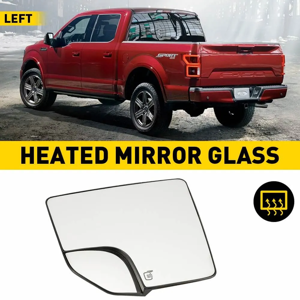 Car Rearview Side Heated Mirror Glass with Blind Spot Glass for 2015-2020 Ford F150